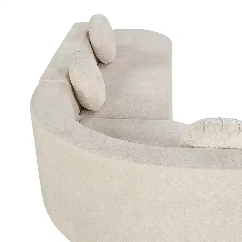 Sofá seccional extra grande Whisen de 122 pulgadas, sofá tapizado en tela elegante con tres cojines redondos, espuma de alta resiliencia