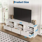 Mueble de TV Moderno de Mediados de Siglo de 70 pulgadas - Amplia Consola Multimedia para TV de 80 pulgadas, con Estantes Abiertos, Centro de Entretenimiento para Sala de Estar/Dormitorio