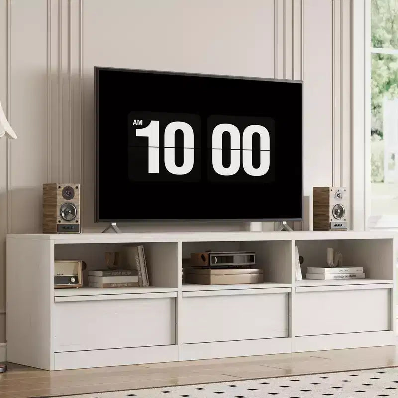 Mueble de TV Moderno de Mediados de Siglo de 70 pulgadas - Amplia Consola Multimedia para TV de 80 pulgadas, con Estantes Abiertos, Centro de Entretenimiento para Sala de Estar/Dormitorio