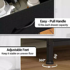 Cómoda de tela para dormitorio, 4 cajones, unidad de almacenamiento con estructura de acero resistente, cajones de cómoda con estante de almacenamiento abierto, mesita de noche para el hogar, la oficina