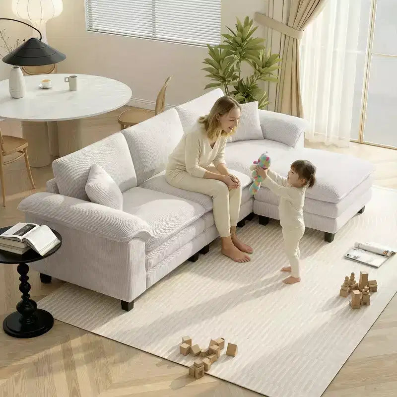 Sofá seccional HOMCOM, sofá en forma de L con asiento profundo, otomana móvil y apoyabrazos acolchados