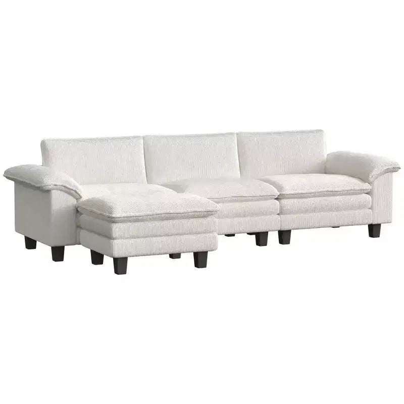 Sofá seccional HOMCOM, sofá en forma de L con asiento profundo, otomana móvil y apoyabrazos acolchados