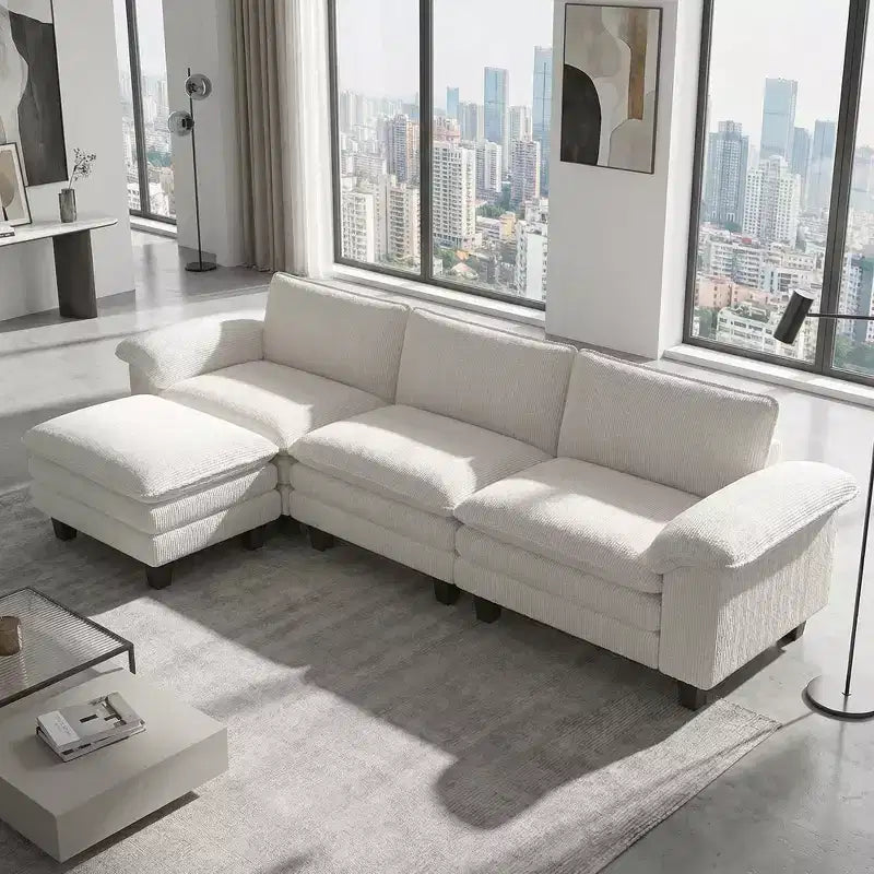 Sofá seccional HOMCOM, sofá en forma de L con asiento profundo, otomana móvil y apoyabrazos acolchados