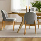 Juego de comedor de 7 piezas, mesa con pedestal extensible de 78-96 pulgadas con sillas tapizadas con patas de madera maciza-Panipeachy