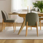 Juego de comedor de 7 piezas, mesa con pedestal extensible de 78-96 pulgadas con sillas tapizadas con patas de madera maciza-Panipeachy