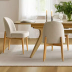 Juego de comedor de 7 piezas, mesa con pedestal extensible de 78-96 pulgadas con sillas tapizadas con patas de madera maciza-Panipeachy