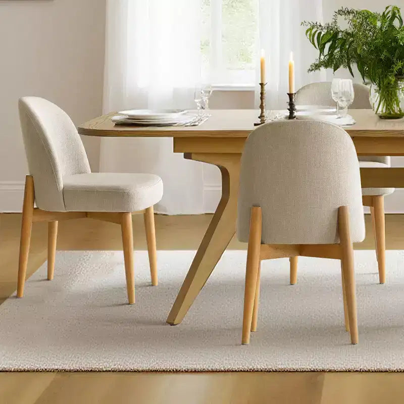 Juego de comedor de 7 piezas, mesa con pedestal extensible de 78-96 pulgadas con sillas tapizadas con patas de madera maciza-Panipeachy