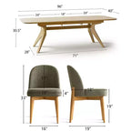 Juego de comedor de 7 piezas, mesa con pedestal extensible de 78-96 pulgadas con sillas tapizadas con patas de madera maciza-Panipeachy