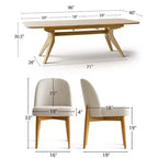 Juego de comedor de 7 piezas, mesa con pedestal extensible de 78-96 pulgadas con sillas tapizadas con patas de madera maciza-Panipeachy