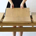 Juego de comedor de 7 piezas, mesa con pedestal extensible de 78-96 pulgadas con sillas tapizadas con patas de madera maciza-Panipeachy