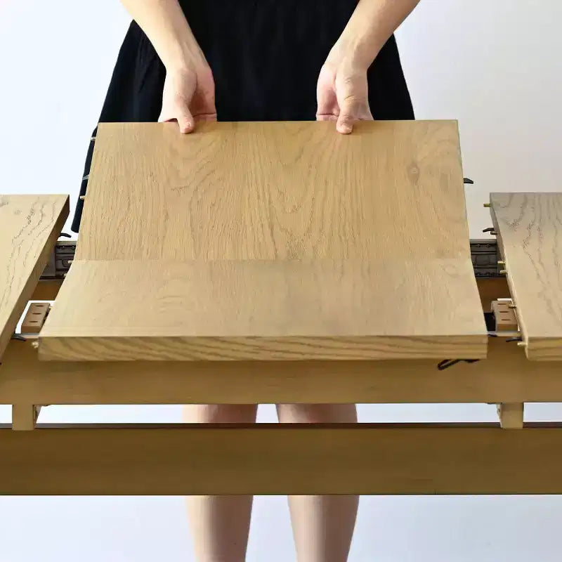 Juego de comedor de 7 piezas, mesa con pedestal extensible de 78-96 pulgadas con sillas tapizadas con patas de madera maciza-Panipeachy