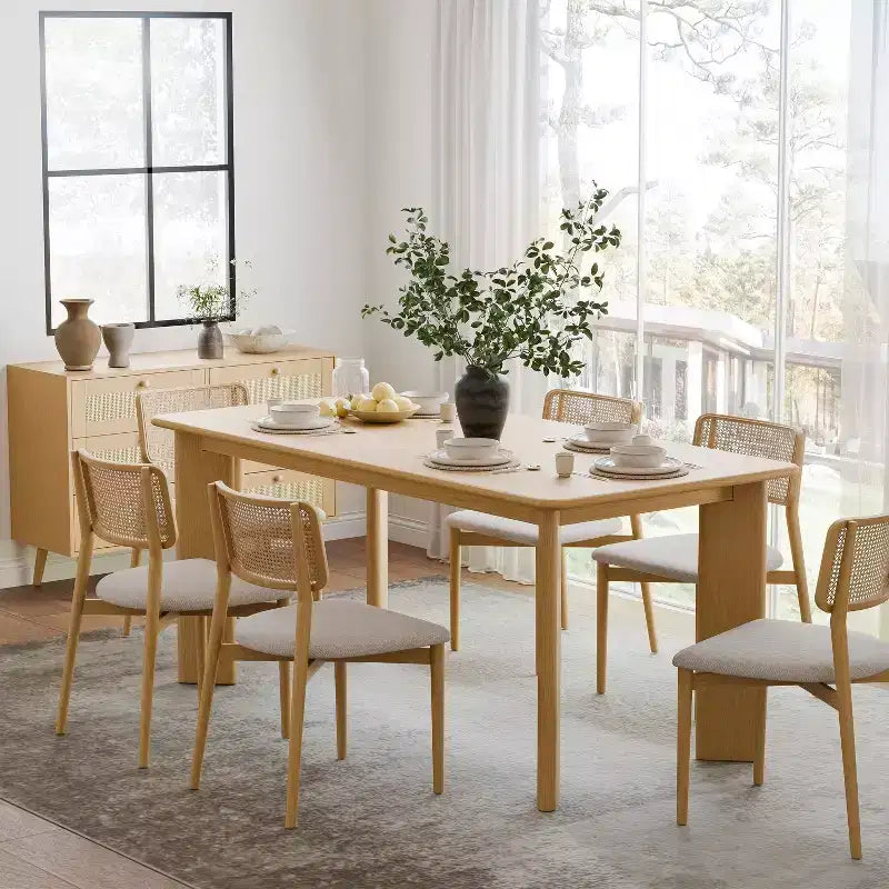 Mesa de comedor rústica PexFix de madera maciza con tablero cuadrado de madera para comedores modernos y reuniones familiares