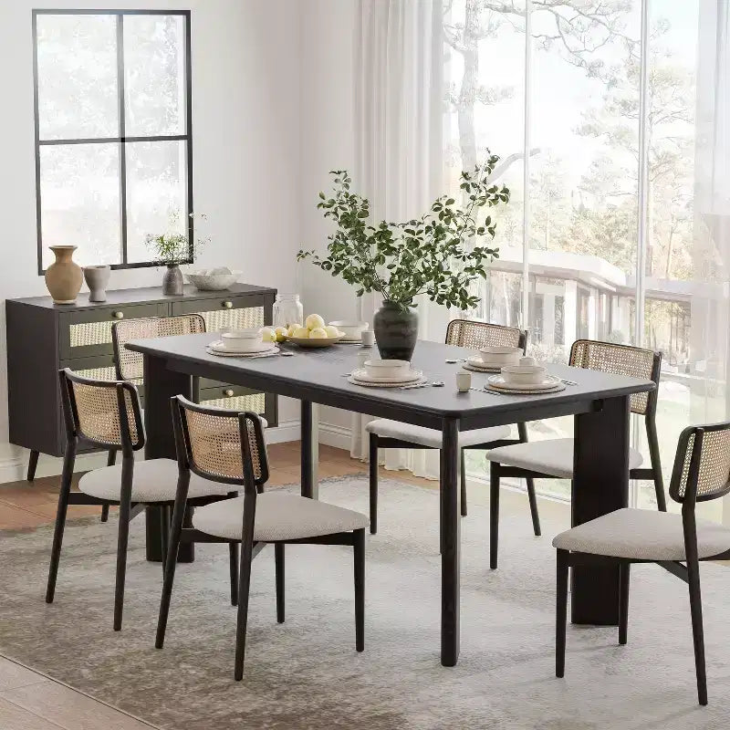 Mesa de comedor rústica PexFix de madera maciza con tablero cuadrado de madera para comedores modernos y reuniones familiares