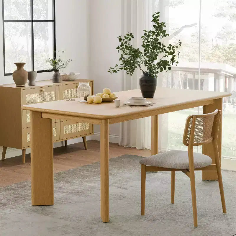 Mesa de comedor rústica PexFix de madera maciza con tablero cuadrado de madera para comedores modernos y reuniones familiares