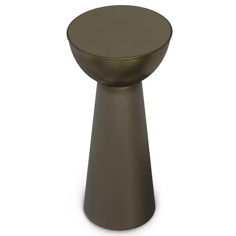 Mykal Contemporary Modern 12 inch Wide Metal Side Table in Antique Gold, Fully Assembled