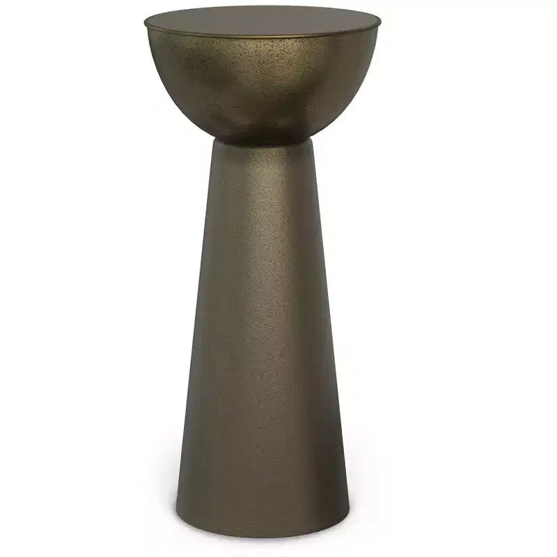 Mykal Mesita auxiliar de metal contemporáneo moderno de 30,48 cm de ancho en dorado antiguo, completamente ensamblada