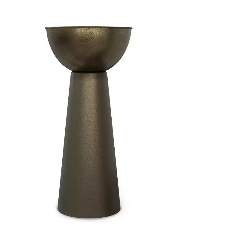 Mykal Mesita auxiliar de metal contemporáneo moderno de 30,48 cm de ancho en dorado antiguo, completamente ensamblada
