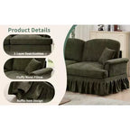 Sofá MooxvMoo de chenilla de 107 pulgadas, estilo moderno de mediados de siglo, con forma de U, con dobladillo con volantes desmontable, sofás seccionales con cojines decorativos y 2 otomanas, verde
