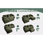 Sofá MooxvMoo de chenilla de 107 pulgadas, estilo moderno de mediados de siglo, con forma de U, con dobladillo con volantes desmontable, sofás seccionales con cojines decorativos y 2 otomanas, verde