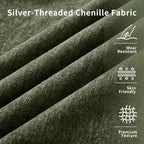 Sofá MooxvMoo de chenilla de 107 pulgadas, estilo moderno de mediados de siglo, con forma de U, con dobladillo con volantes desmontable, sofás seccionales con cojines decorativos y 2 otomanas, verde