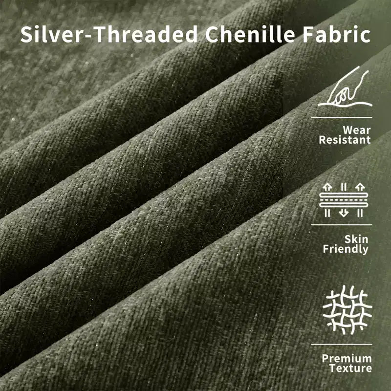 Sofá MooxvMoo de chenilla de 107 pulgadas, estilo moderno de mediados de siglo, con forma de U, con dobladillo con volantes desmontable, sofás seccionales con cojines decorativos y 2 otomanas, verde