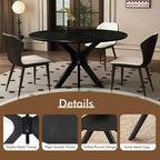 MAYEERTY Mesa de comedor redonda de madera maciza de 47", base de pedestal entrecruzada negra, para 4-6 comensales, para cocina y comedor