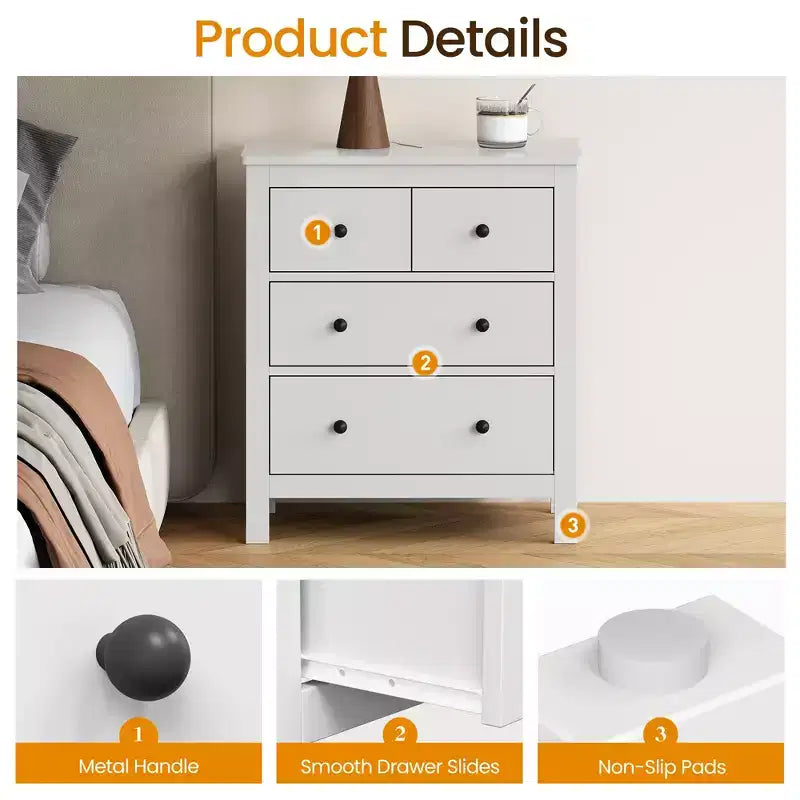 Cómoda moderna de madera con 3 cajones para dormitorio
