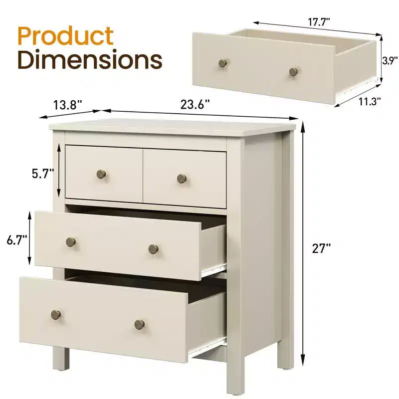 Cómoda moderna de madera con 3 cajones para dormitorio
