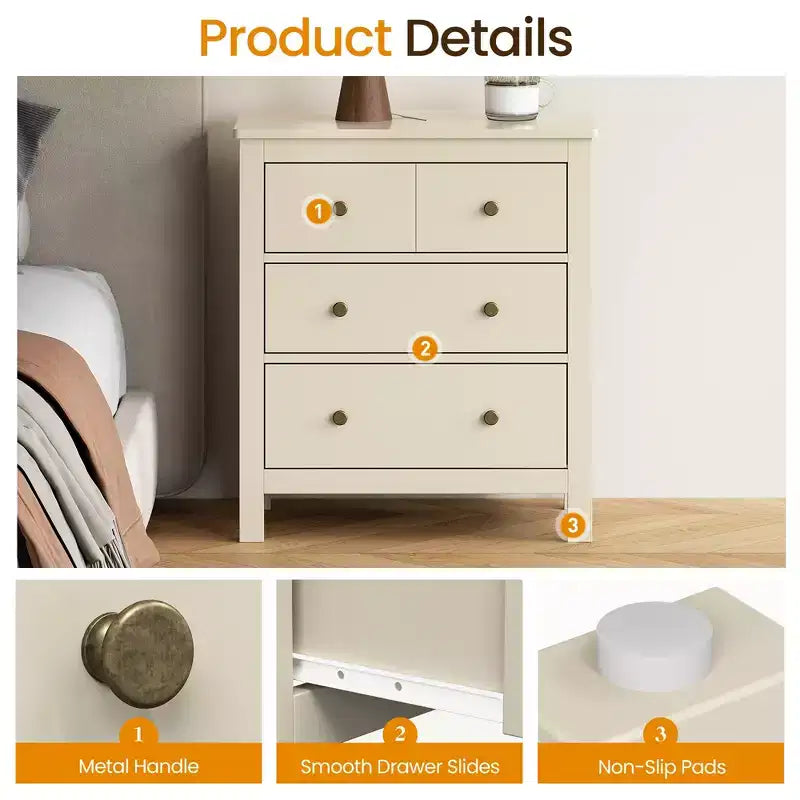 Cómoda moderna de madera con 3 cajones para dormitorio
