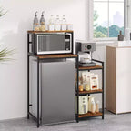 Soporte para mininevera con estante de almacenamiento, soporte para microondas de 5 niveles y organizador de barra de café con estantes ajustables para dormitorio, apartamento, oficina