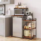Soporte para mininevera con estante de almacenamiento, soporte para microondas de 5 niveles y organizador de barra de café con estantes ajustables para dormitorio, apartamento, oficina