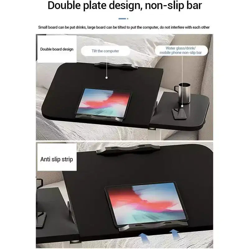 Mesa auxiliar de cama con ruedas, mesa de cama de altura ajustable de 23.6-37.4 pulgadas, mesa de noche móvil con ruedas, escritorio de pie, mesa de cama para oficina en casa