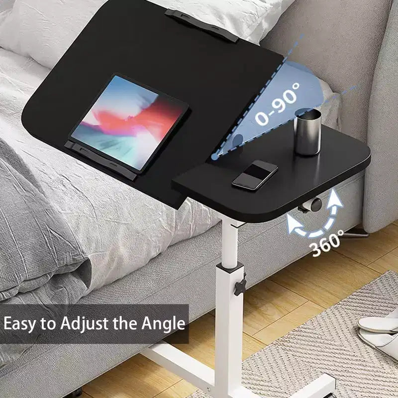 Mesa auxiliar de cama con ruedas, mesa de cama de altura ajustable de 23.6-37.4 pulgadas, mesa de noche móvil con ruedas, escritorio de pie, mesa de cama para oficina en casa