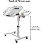 Mesa auxiliar de cama con ruedas, mesa de cama de altura ajustable de 23.6-37.4 pulgadas, mesa de noche móvil con ruedas, escritorio de pie, mesa de cama para oficina en casa