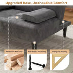 Sofá cama futón convertible Celebalcony, sofá reclinable pequeño, sofá cama de 64 pulgadas ajustable para sala de estar, reposabrazos extraíble
