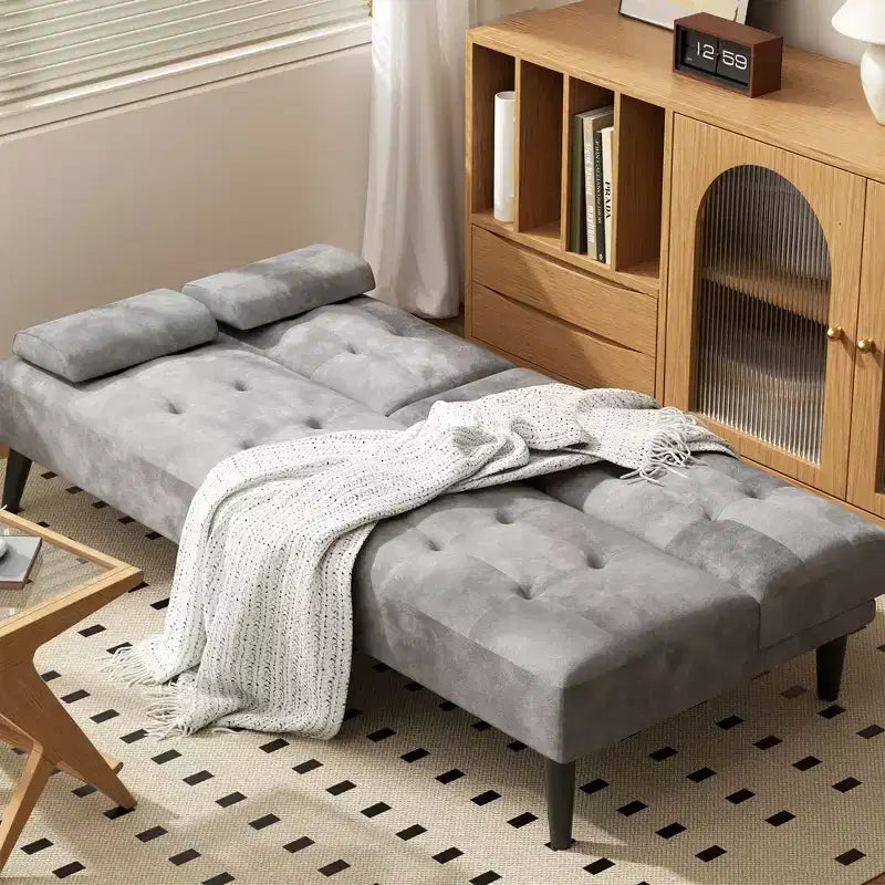 Sofá cama futón convertible Celebalcony, sofá reclinable pequeño, sofá cama de 64 pulgadas ajustable para sala de estar, reposabrazos extraíble