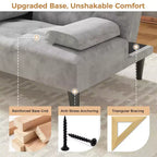 Sofá cama futón convertible Celebalcony, sofá reclinable pequeño, sofá cama de 64 pulgadas ajustable para sala de estar, reposabrazos extraíble