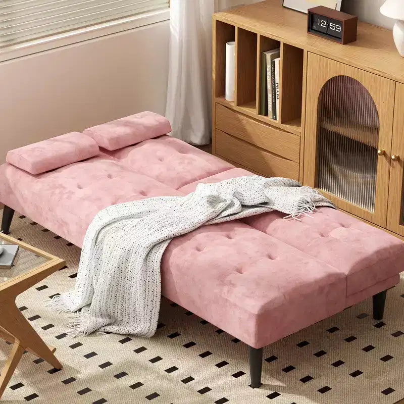 Sofá cama futón convertible Celebalcony, sofá reclinable pequeño, sofá cama de 64 pulgadas ajustable para sala de estar, reposabrazos extraíble