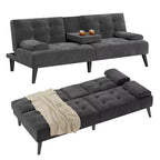 Sofá cama futón convertible Celebalcony, sofá reclinable pequeño, sofá cama de 64 pulgadas ajustable para sala de estar, reposabrazos extraíble