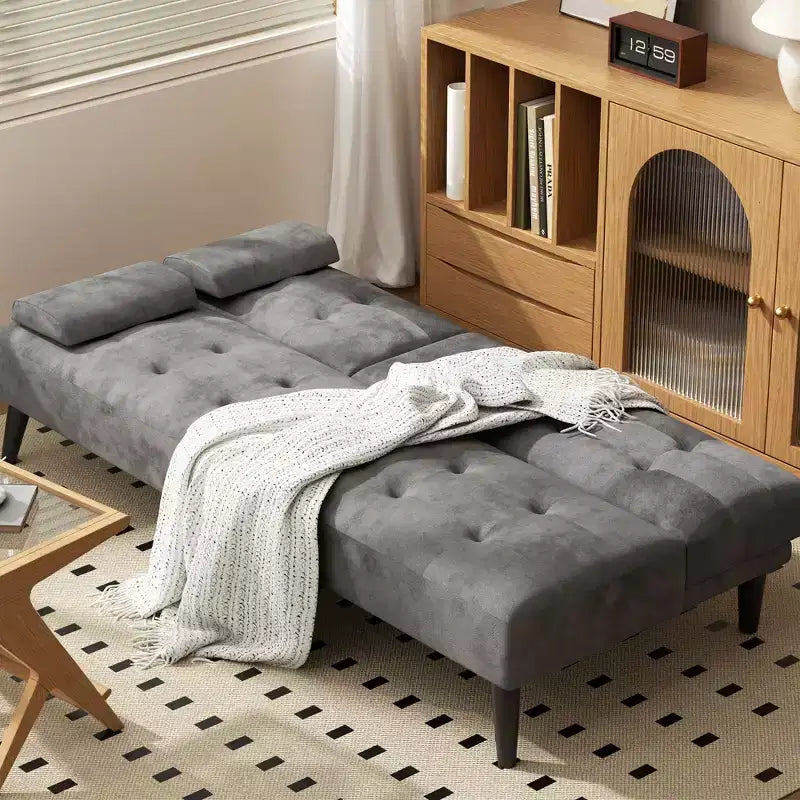 Sofá cama futón convertible Celebalcony, sofá reclinable pequeño, sofá cama de 64 pulgadas ajustable para sala de estar, reposabrazos extraíble