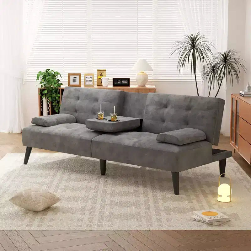 Sofá cama futón convertible Celebalcony, sofá reclinable pequeño, sofá cama de 64 pulgadas ajustable para sala de estar, reposabrazos extraíble