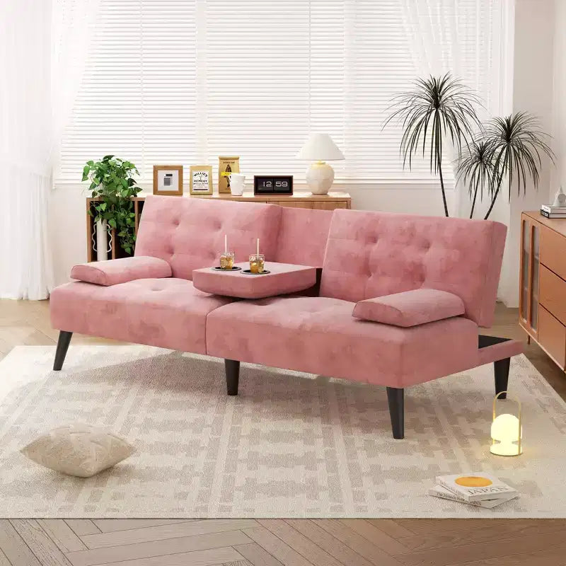 Sofá cama futón convertible Celebalcony, sofá reclinable pequeño, sofá cama de 64 pulgadas ajustable para sala de estar, reposabrazos extraíble