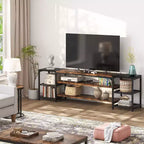 Mueble de TV Lantine de 78 pulgadas para televisores de hasta 85 pulgadas, consola industrial de centro de entretenimiento con estantes de almacenamiento para sala de estar