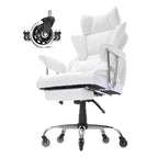 VEVOR Reclining Office Chair with Footrest, Heavy Duty PU Leather Wide Office Chair, Big and Tall Executive Office Chairs with Lumbar Support, White