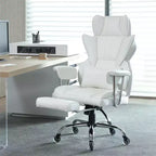 Silla de oficina reclinable VEVOR con reposapiés, silla de oficina ancha de cuero PU de alta resistencia, sillas ejecutivas grandes y altas con soporte lumbar, blanca