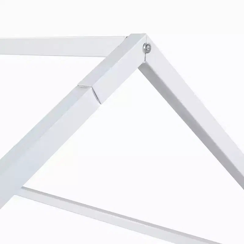 Cama infantil Luxystar Metal House con valla y puerta para habitación de niños, blanca