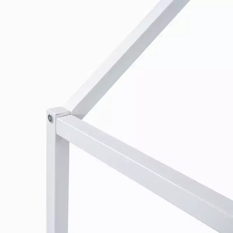 Cama infantil Luxystar Metal House con valla y puerta para habitación de niños, blanca