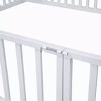Cama infantil Luxystar Metal House con valla y puerta para habitación de niños, blanca