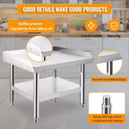 Mesa para parrilla de 24x28, mesa de preparación de acero inoxidable de alta resistencia de 1000 lb con estante inferior de 220 lb, ideal para cocinas comerciales, hoteles y hogares