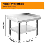 Mesa para parrilla de 24x28, mesa de preparación de acero inoxidable de alta resistencia de 1000 lb con estante inferior de 220 lb, ideal para cocinas comerciales, hoteles y hogares